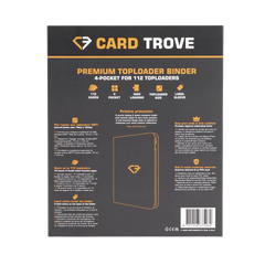 4-Pocket Toploader Card Binder Grey back view showcasing compartments for 112 standard toploaders.
