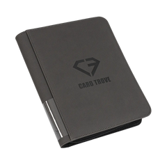 4-Pocket Toploader Card Binder Grey featuring a sleek design and durable construction for card storage.