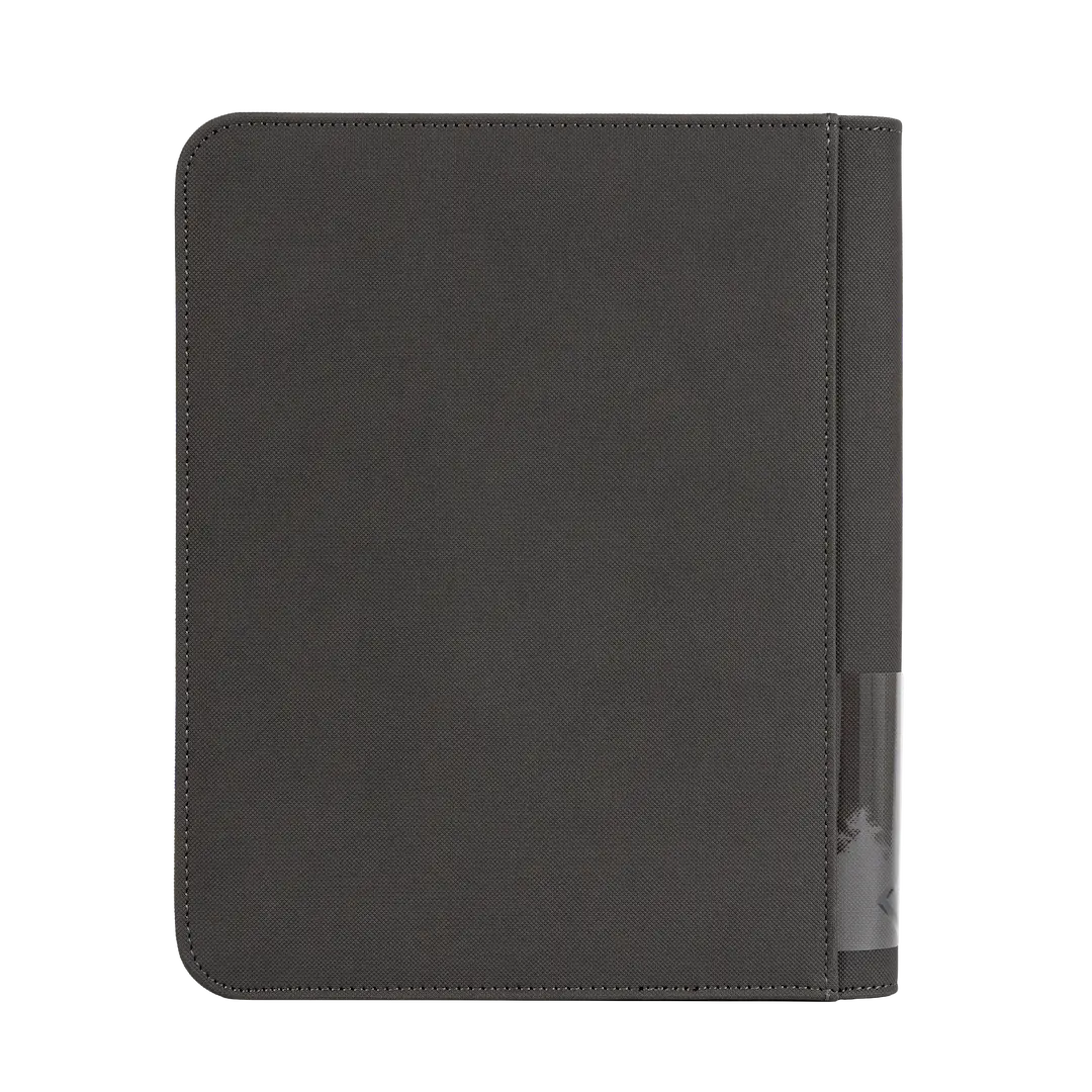 4-Pocket Toploader Card Binder Grey with a sleek and sturdy design for card storage.