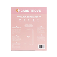 4-Pocket Toploader Card Binder Pink back view showcasing premium features for 112 standard top loaders.