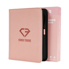 4-Pocket Toploader Card Binder Pink with zipper and packaging, designed for 112 standard toploaders