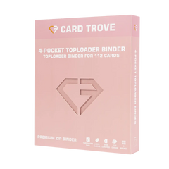4-Pocket Toploader Card Binder Pink for storing 112 standard trading cards in a durable, splash-resistant binder.