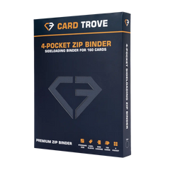 4-Pocket Card Binder Blue packaging, premium zip binder designed for 160 standard trading cards.