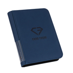 4-Pocket Card Binder Blue, premium binder for standard trading cards, splash resistant with ultra clear compartments.