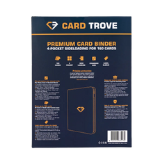 Back view of 4-Pocket Card Binder Blue with details for 160 standard trading cards.