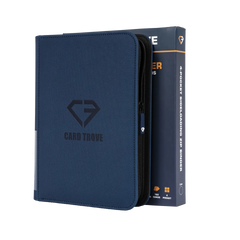 4-Pocket Card Binder Blue showcasing a sturdy design with zipper for secure card storage.