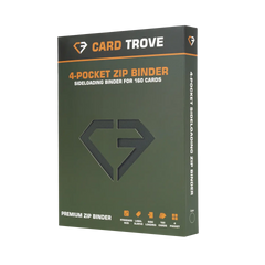 4-Pocket Card Binder Green, premium zip binder for 160 standard trading cards with sideloading compartments.