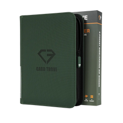 4-Pocket Card Binder Green, premium binder for 160 trading cards, splash resistant with smooth zipper.