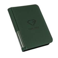 4-Pocket Card Binder Green with premium quality finish and smooth zipper for storing trading cards.