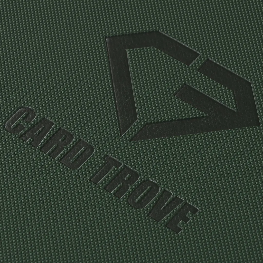 4-Pocket Card Binder Green showing textured surface and Card Trove logo.