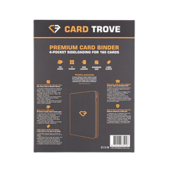 4-Pocket Card Binder Grey back view showcasing premium features and sliding compartments for 160 trading cards.