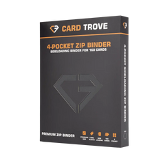 4-Pocket Card Binder Grey for 160 standard trading cards with zip closure and sideloading compartments.