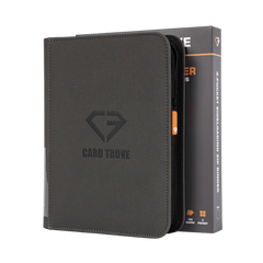 4-Pocket Card Binder Grey shown with a sleek design, ideal for storing 160 trading cards securely.
