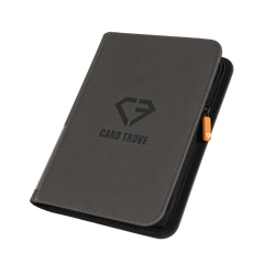 4-Pocket Card Binder Grey for standard trading cards with smooth zipper and splash resistant surface.