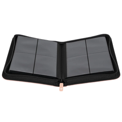 4-Pocket Card Binder Pink open showcasing compartments for storing standard trading cards.