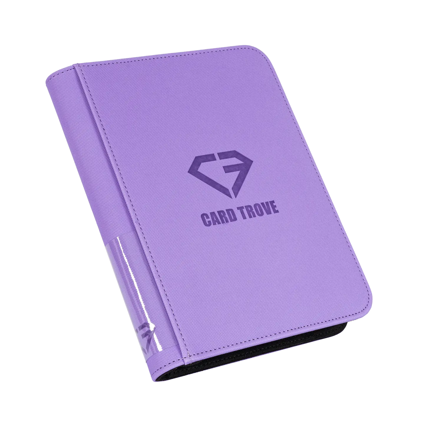 4-Pocket Card Binder Purple with a smooth zipper and quality construction for trading card storage.