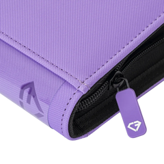 Close-up of the zippered edge of a 4-Pocket Card Binder Purple showcasing its durable material and design.