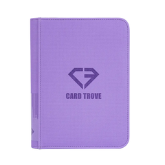 4-Pocket Card Binder Purple with diamond logo and smooth zipper for card storage.