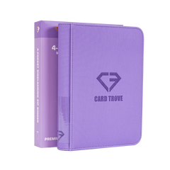4-Pocket Card Binder Purple showcasing a premium design and ultra-clear compartments for trading cards.