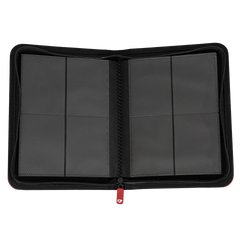4-Pocket Card Binder Red opened showing 4 pocket layout with ultra clear compartments for trading cards.