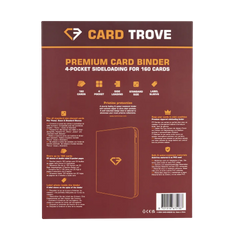 4-Pocket Card Binder Red premium card binder for 160 standard trading cards, featuring splash resistance and ultra-clear compartments.