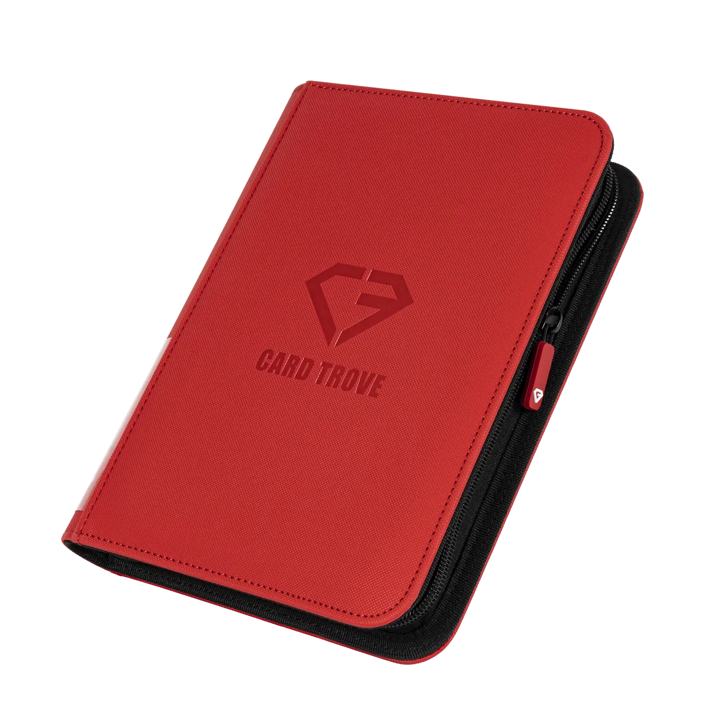 4-Pocket Card Binder Red with smooth zipper and sturdy design to hold 160 trading cards securely.
