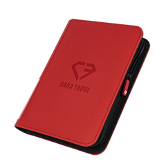 4-Pocket Card Binder Red with smooth zipper and sturdy design to hold 160 trading cards securely.