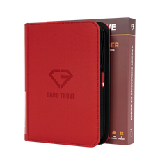4-Pocket Card Binder Red, premium binder for 160 standard trading cards with sideloading compartments.
