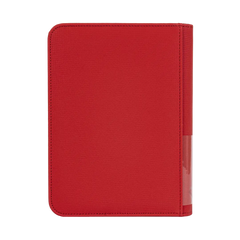 4-Pocket Card Binder Red, sturdy binder for trading cards, holds 160 standard size cards, splash resistant.