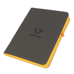 9-Pocket Toploader Card Binder - Trove Limited in grey with orange zipper for storing 252 standard toploaders.