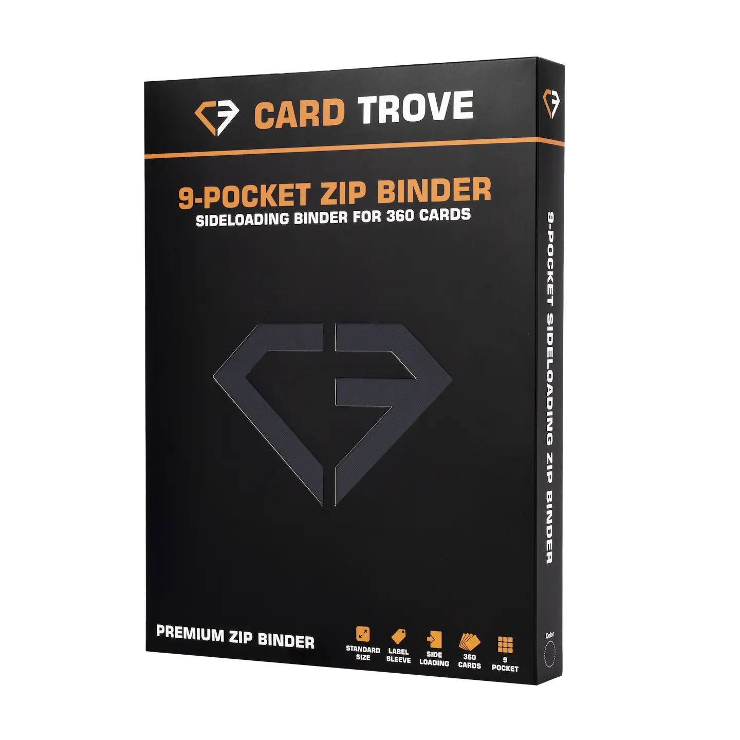 9-Pocket Card Binder Black - Premium binder for 360 standard trading cards with sideloading compartments.