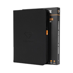9-Pocket Card Binder Black displayed with packaging, perfect for storing trading cards securely.