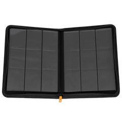 9-Pocket Card Binder Black opened, showcasing card compartments for storing trading cards securely.
