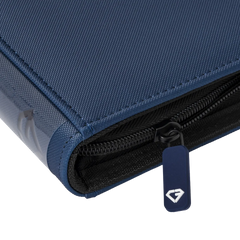 Close-up of the 9-Pocket Card Binder Blue showing the smooth zipper and durable exterior.