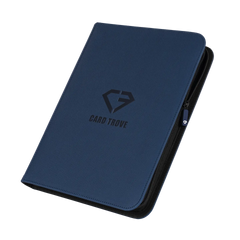 9-Pocket Card Binder Blue with zipper, premium binder for trading cards, durable and impact resistant design.