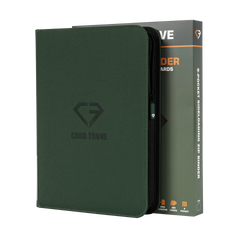 9-Pocket Card Binder Green in a sleek design, perfect for storing up to 360 standard trading cards securely.