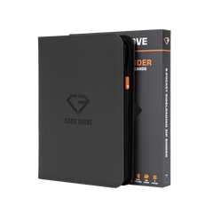 9 Pocket Card Binder in gray color with ultra-clear compartments and smooth zipper for trading cards