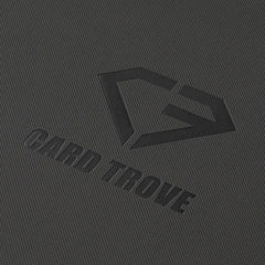 Close-up of the textured surface of a gray 9 Pocket Card Binder with embossed logo.