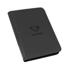 9 Pocket Card Binder gray designed for 360 standard trading cards with smooth zipper and splash resistant finish.