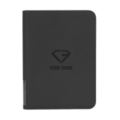 9 Pocket Card Binder in gray with a smooth zipper and splash-resistant finish, holds 360 standard trading cards.