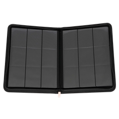9 Pocket Card Binder Pink with black compartments for storing trading cards.