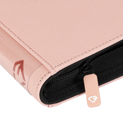 9 Pocket Card Binder Pink close-up view showing smooth zipper and premium pastel pink finish.