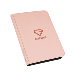 9 Pocket Card Binder Pink - pastel pink card binder for 360 standard trading cards with smooth zipper and ultra clear compartments.