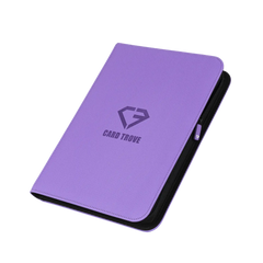 9-Pocket Card Binder Purple with smooth zipper and splash-resistant design for trading cards.