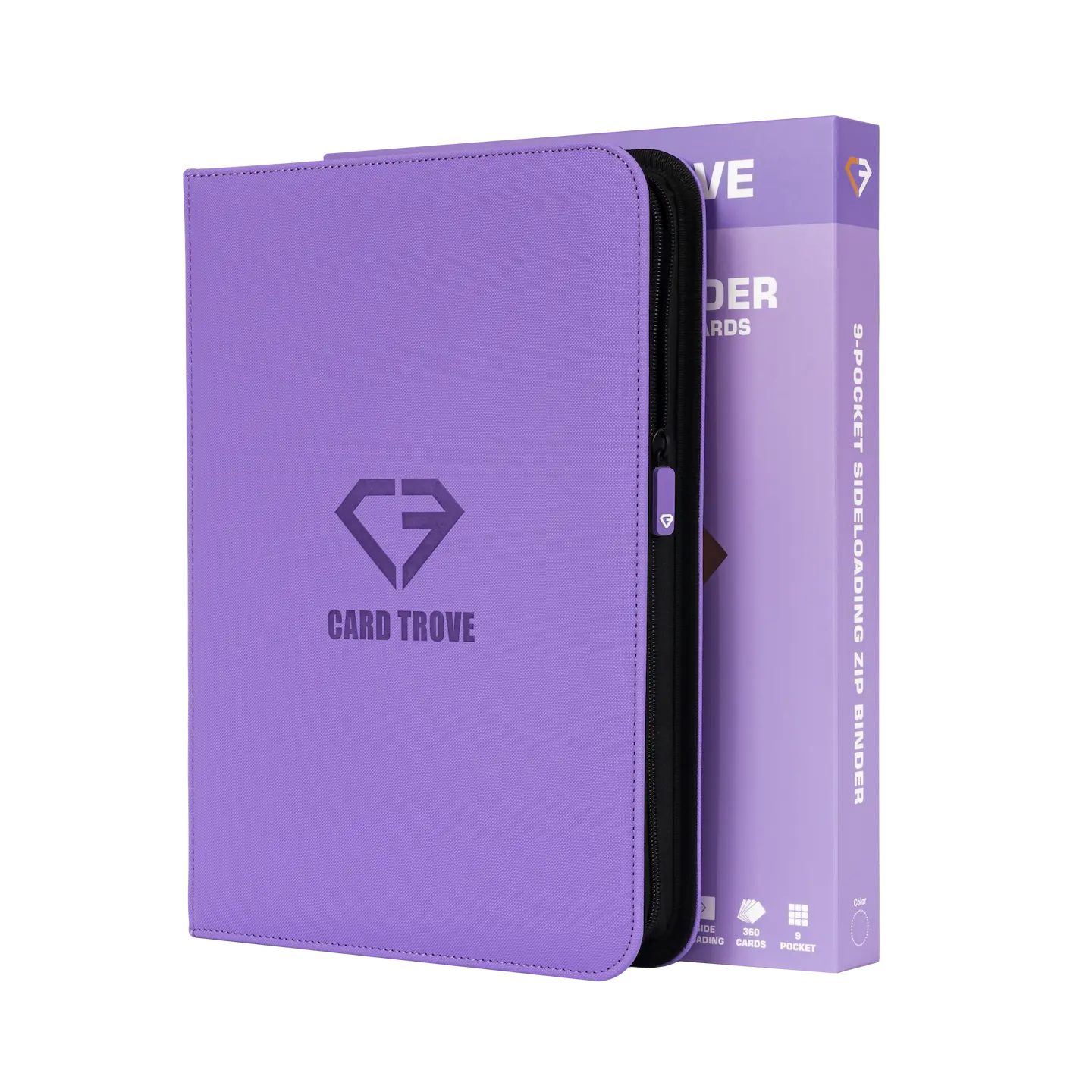 9-Pocket Card Binder Purple with zipper closure and premium design for standard trading cards.