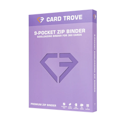 9-Pocket Card Binder Purple, premium zip binder for 360 standard trading cards, splash-resistant surface.