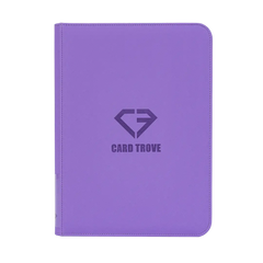9-Pocket Card Binder Purple with zipper closure for secure storage of trading cards.