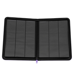 Open 9-Pocket Card Binder Purple showing compartments for trading cards.