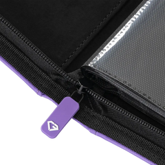 9-Pocket Card Binder Purple zipper detail showcasing premium quality and protection for trading cards.