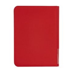 9-Pocket Card Binder Red, durable binder for standard trading cards, splash resistant with smooth zipper.